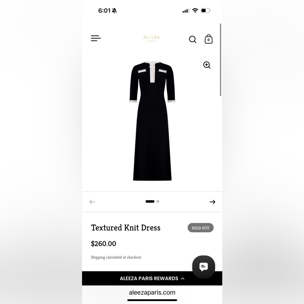 Aleeza Paris Black Textured Knit Long Sleeve Dress